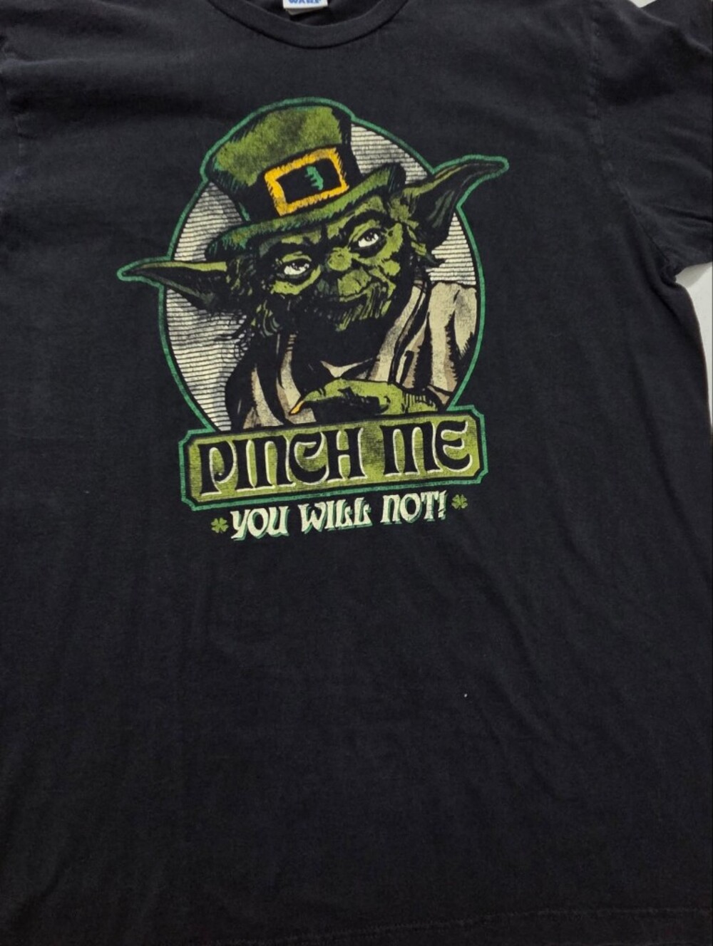 Yoda Pinch Me You Will Not St. Patrick's Day Graphic Tee - Black & Green, Mens L
